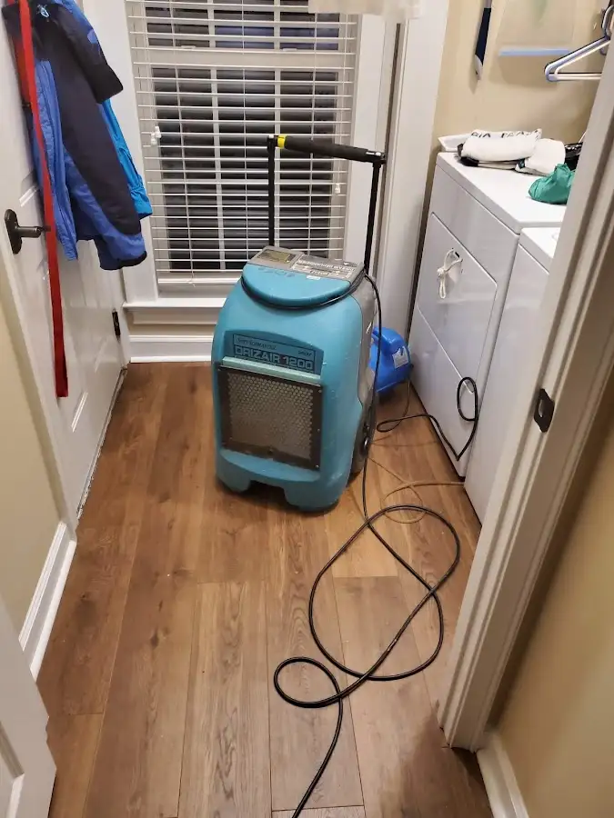 Commercial dehumidifier deployed for Flood Damage Cleanup in Asbury